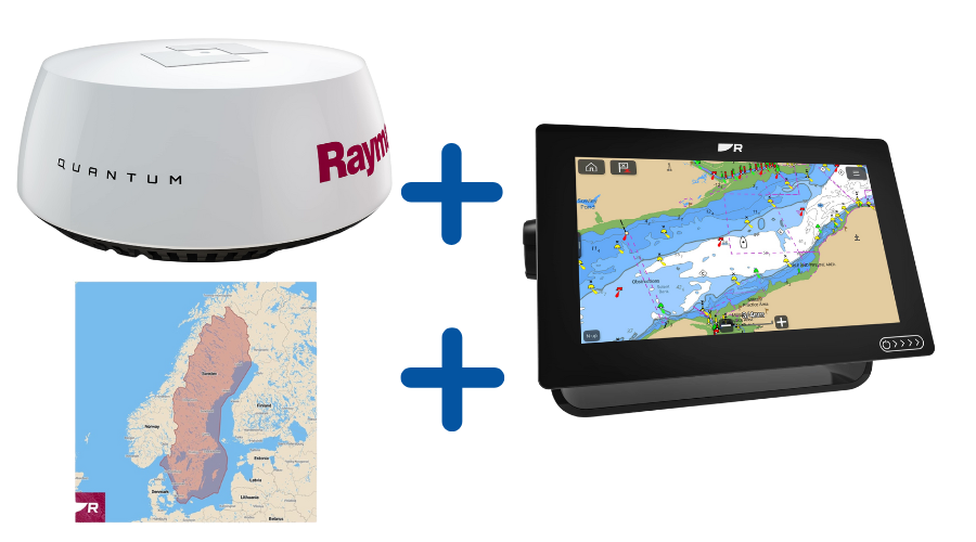Raymarine Axiom+ 9 Kartenplotter im Set mit Quantum Q24C Radardom und LightHouse Seekarte