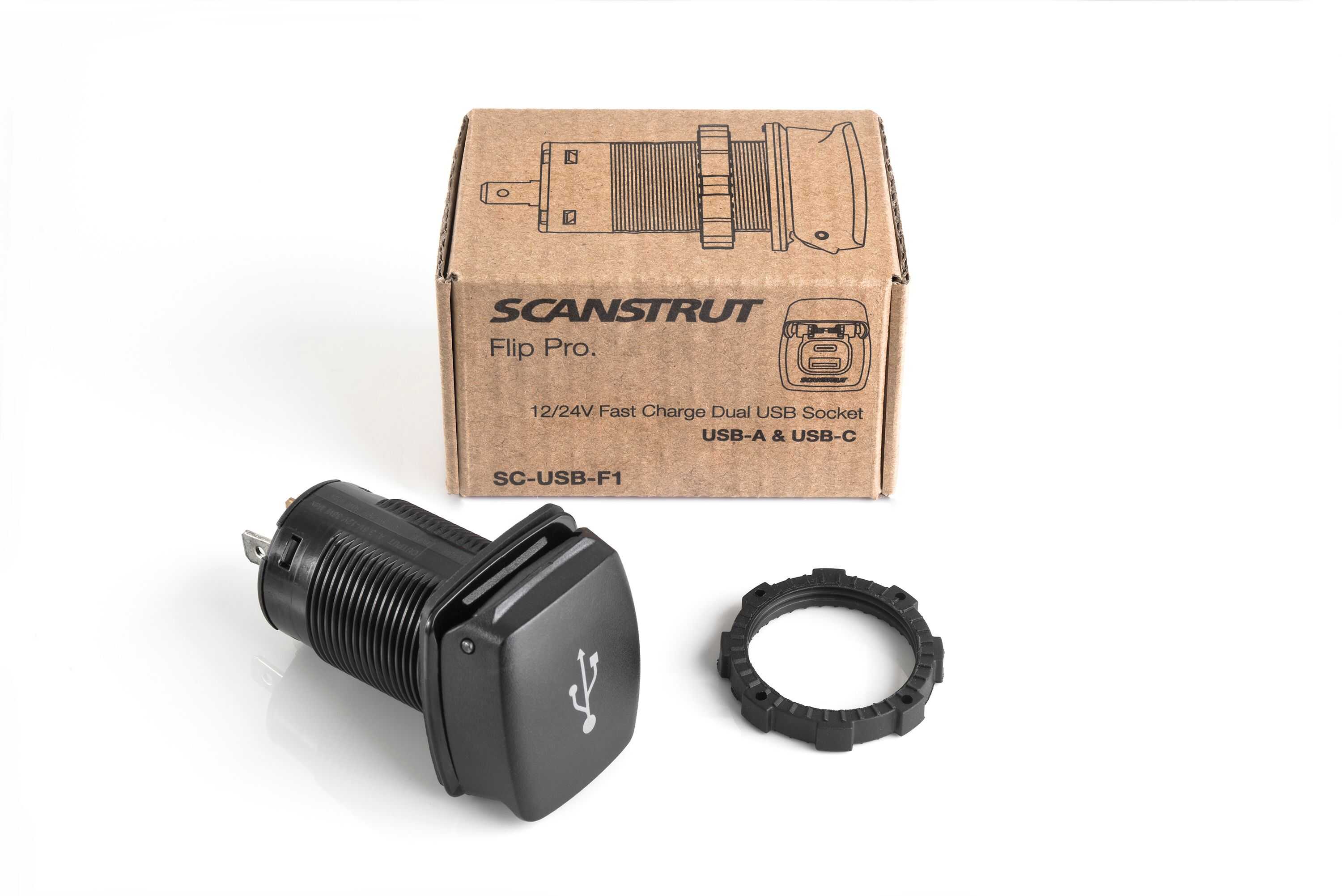 Scanstrut SC-USB-F2 Wasserdichte USB-Steckdose mit Aufbau-Montageplatte