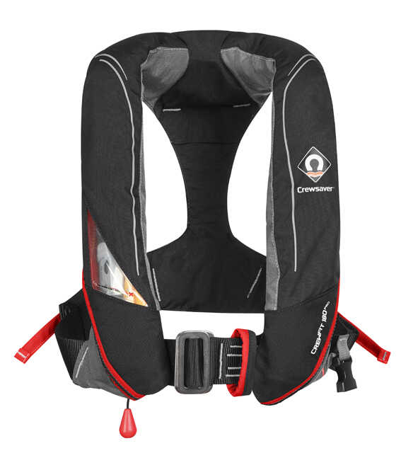 Crewsaver CrewFit 180N Pro Rettungsweste mit Harness schwarz mit roten akzent