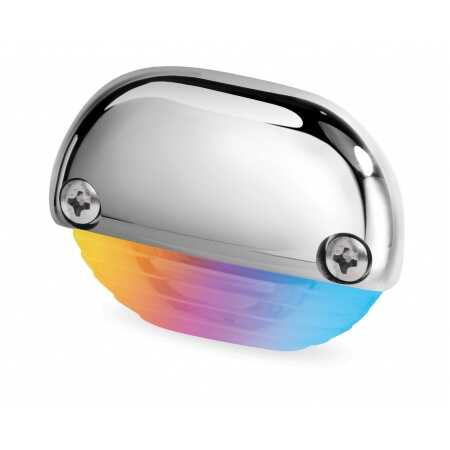 Hella Apelo RGB Stufenlampe mit robuster, polierter Edelstahl-316-Kappe und UV-beständiger Acryl-Linse