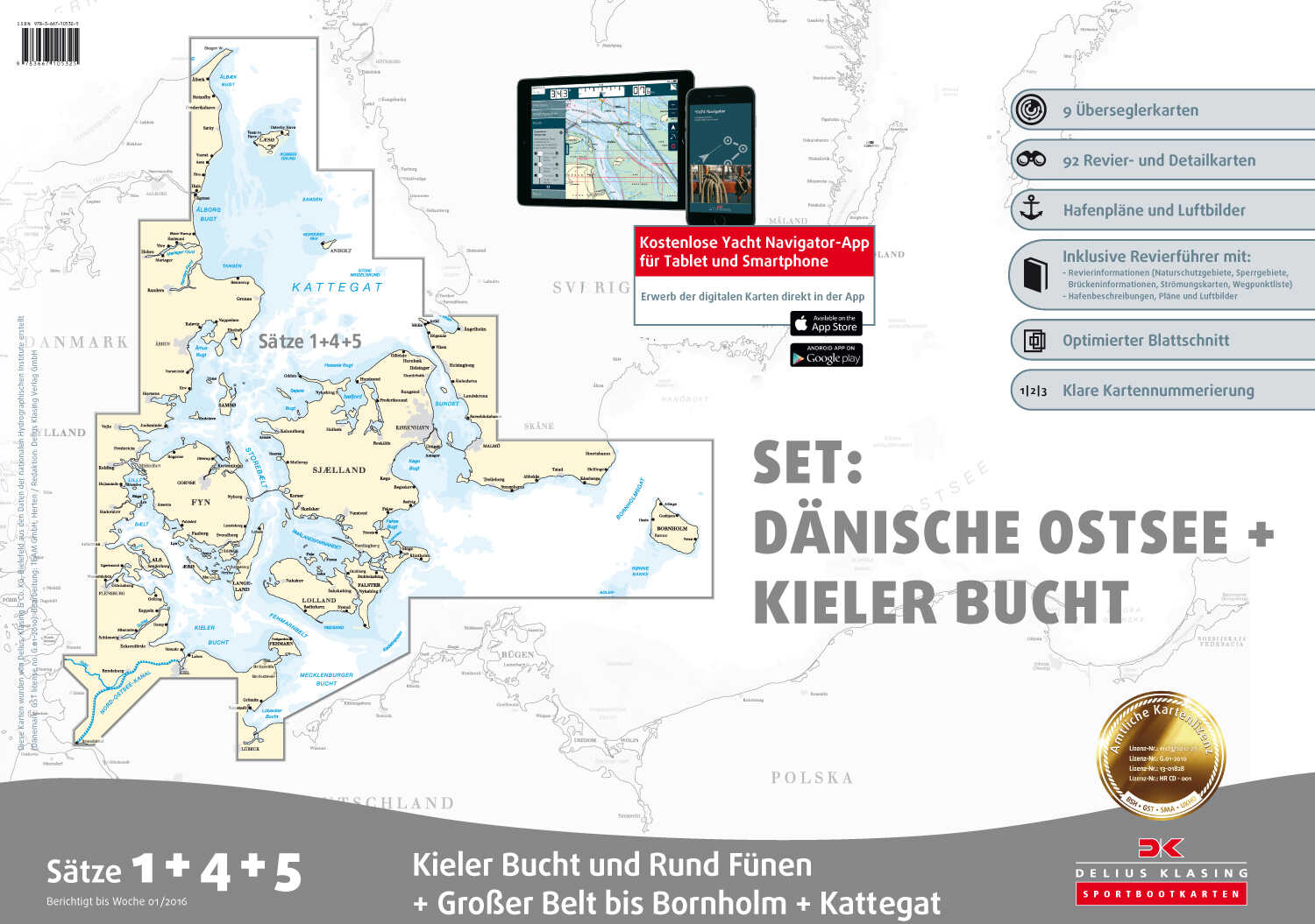 Delius Klasing Sportbootkarten Satz 1+4+5 Set: Dänische Ostsee + Kieler Bucht 