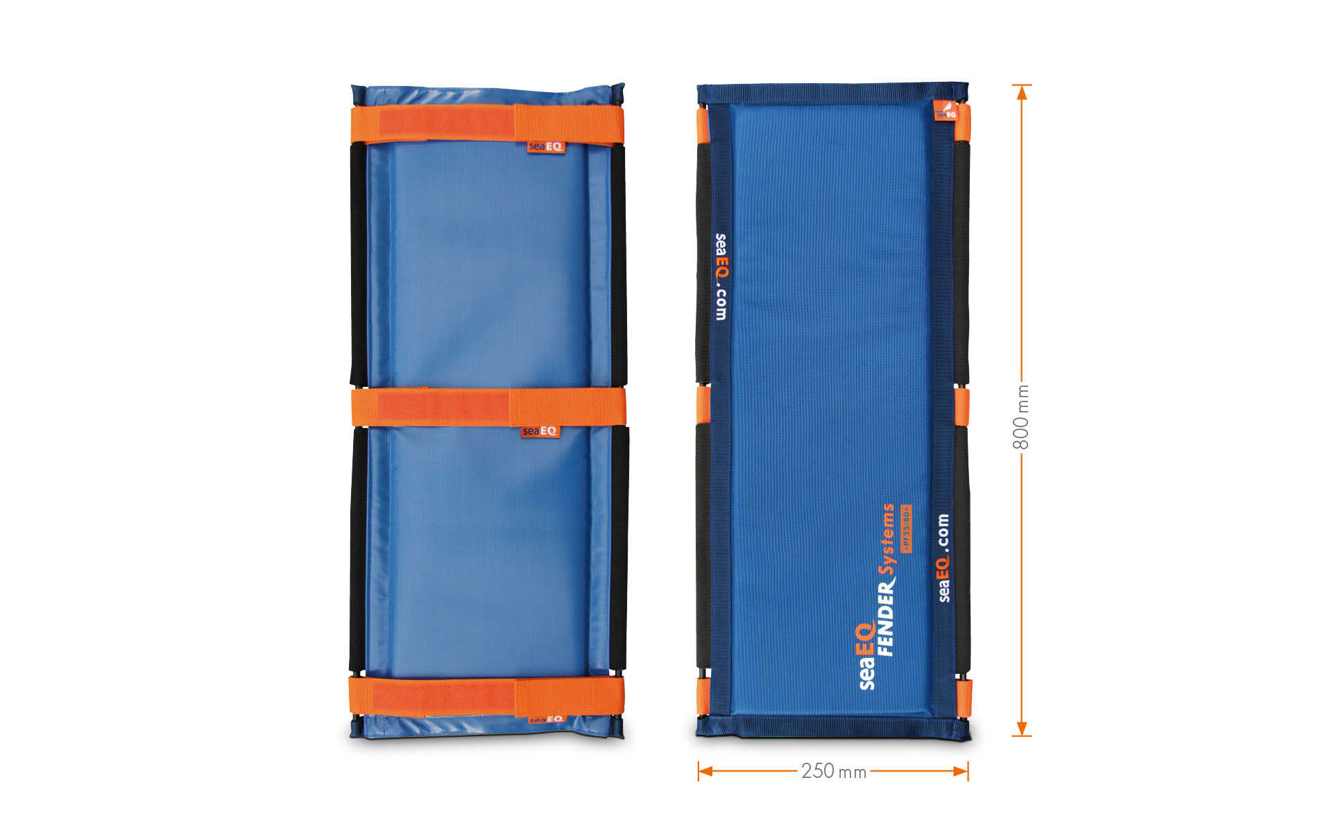 Detailaufnahme des seaEQ PF 25/80 Dalbenfenders mit robuster Oberfläche für langlebigen Hafeneinsatz - blau