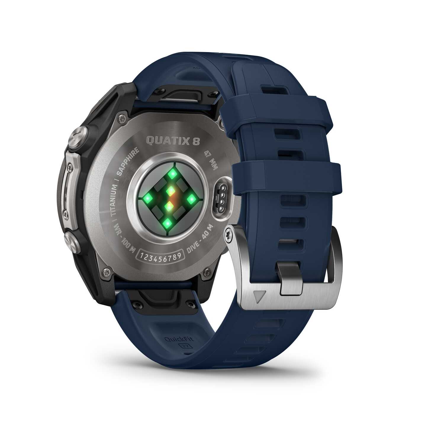 Garmin Quatix 8 Marine Smartwatch mit integrierter LED-Taschenlampe und rotem Sicherheitslicht für den Einsatz an Bord.