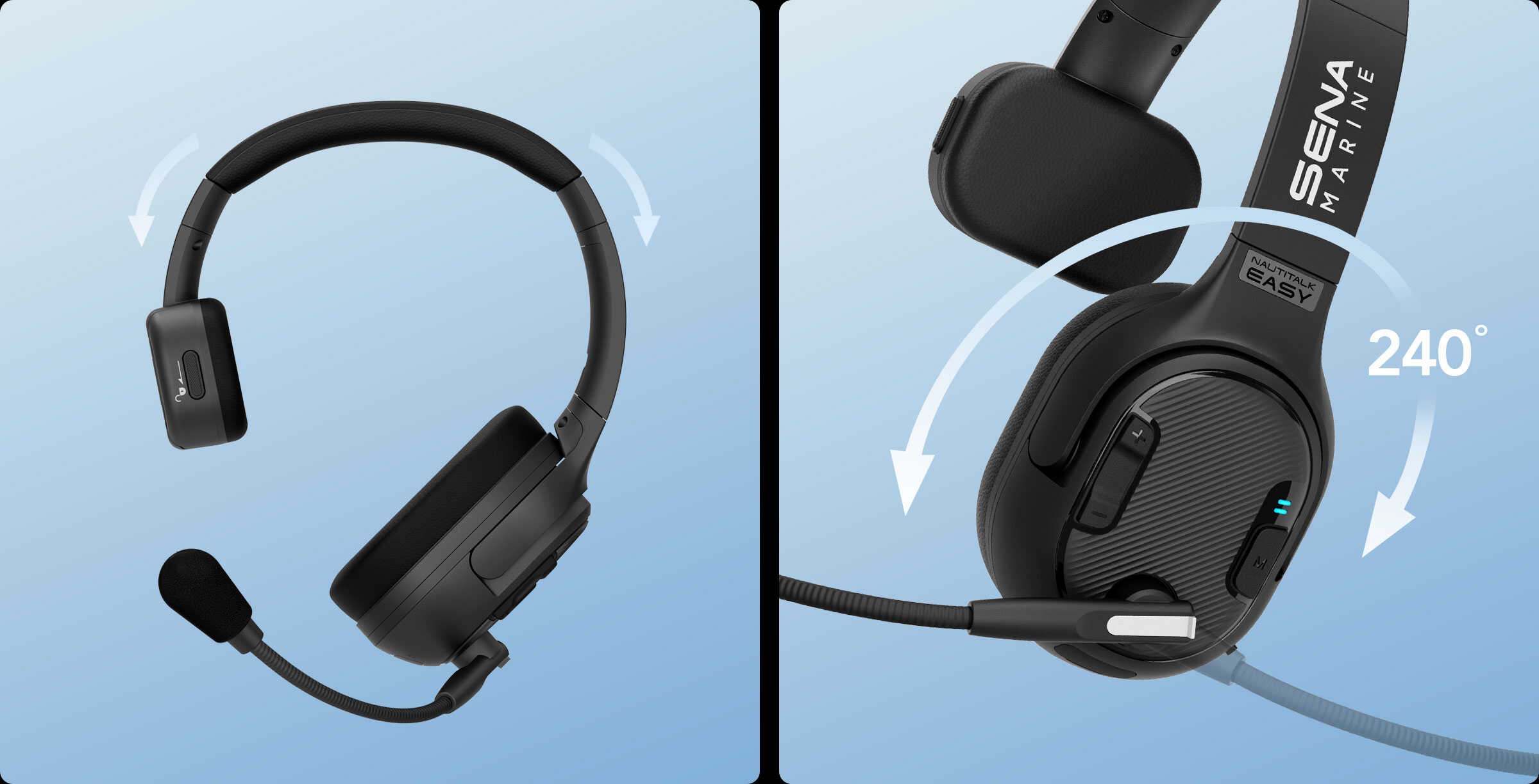 Schwenkbares Mikrofon mit Auto-Mute-Funktion beim NAUTITALK EASY