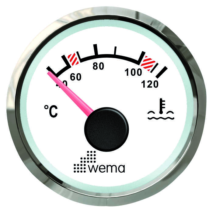 Wema NMEA2000 Anzeige Wassertemperatur Silber-Serie 