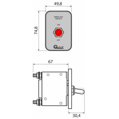 Abmessungen Schutzschalter Quick – für Boote bis 80 V