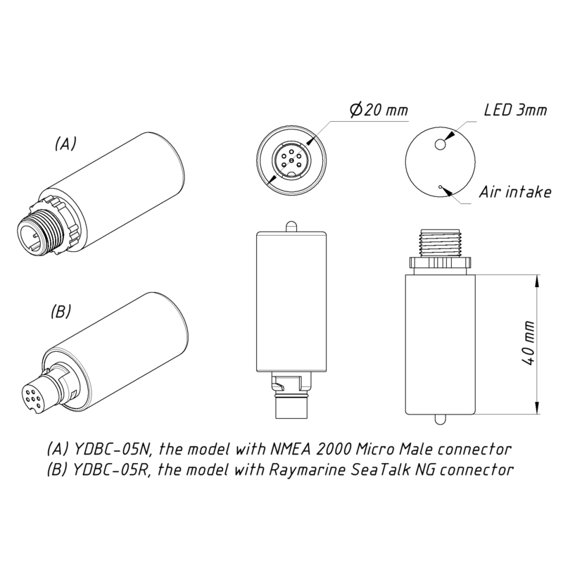 Yacht Devices Digitaler Barometer NMEA2000 - YDBC-05N