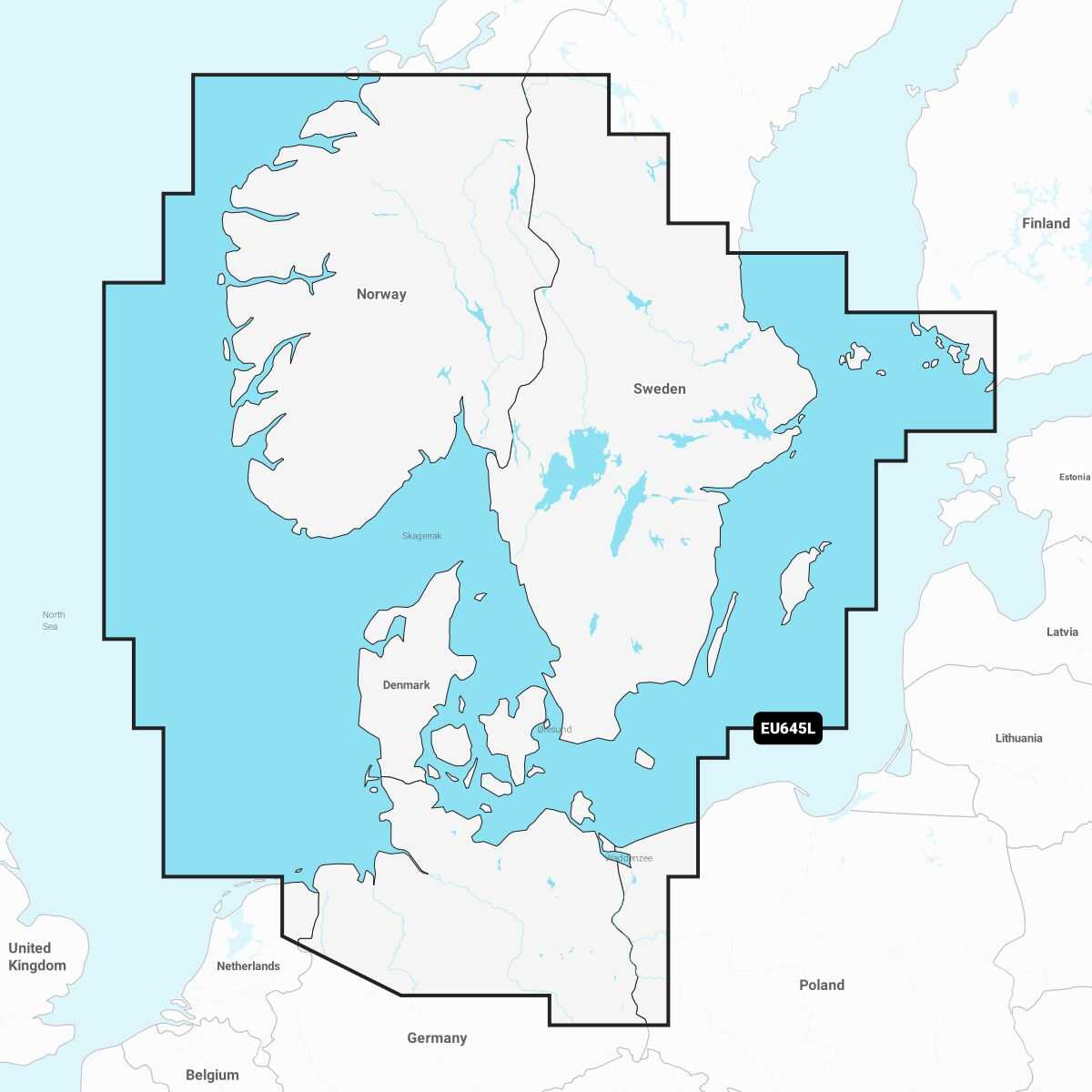 Navionics+ EU645L elektronische Seekarte für Skagerrak und Kattegat– kompatibel mit GPS-Plottern