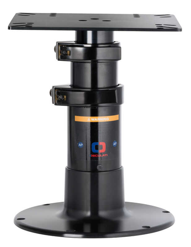 Schwarzes Osculati GIANT Tischbein Heavy Duty aus Aluminium, 3-fach teleskopierbar, Total-Black-Design