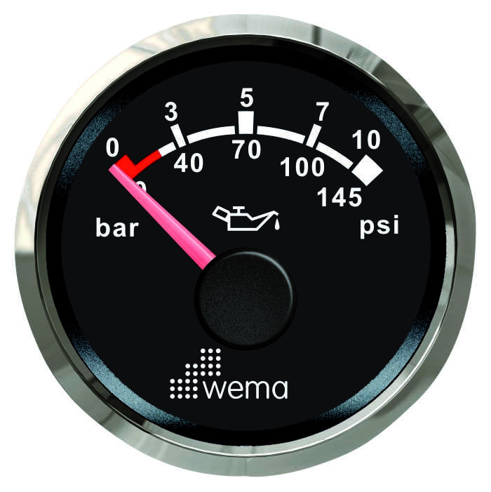 Wema NMEA2000 Anzeige Öldruck 10bar Silber-Serie 