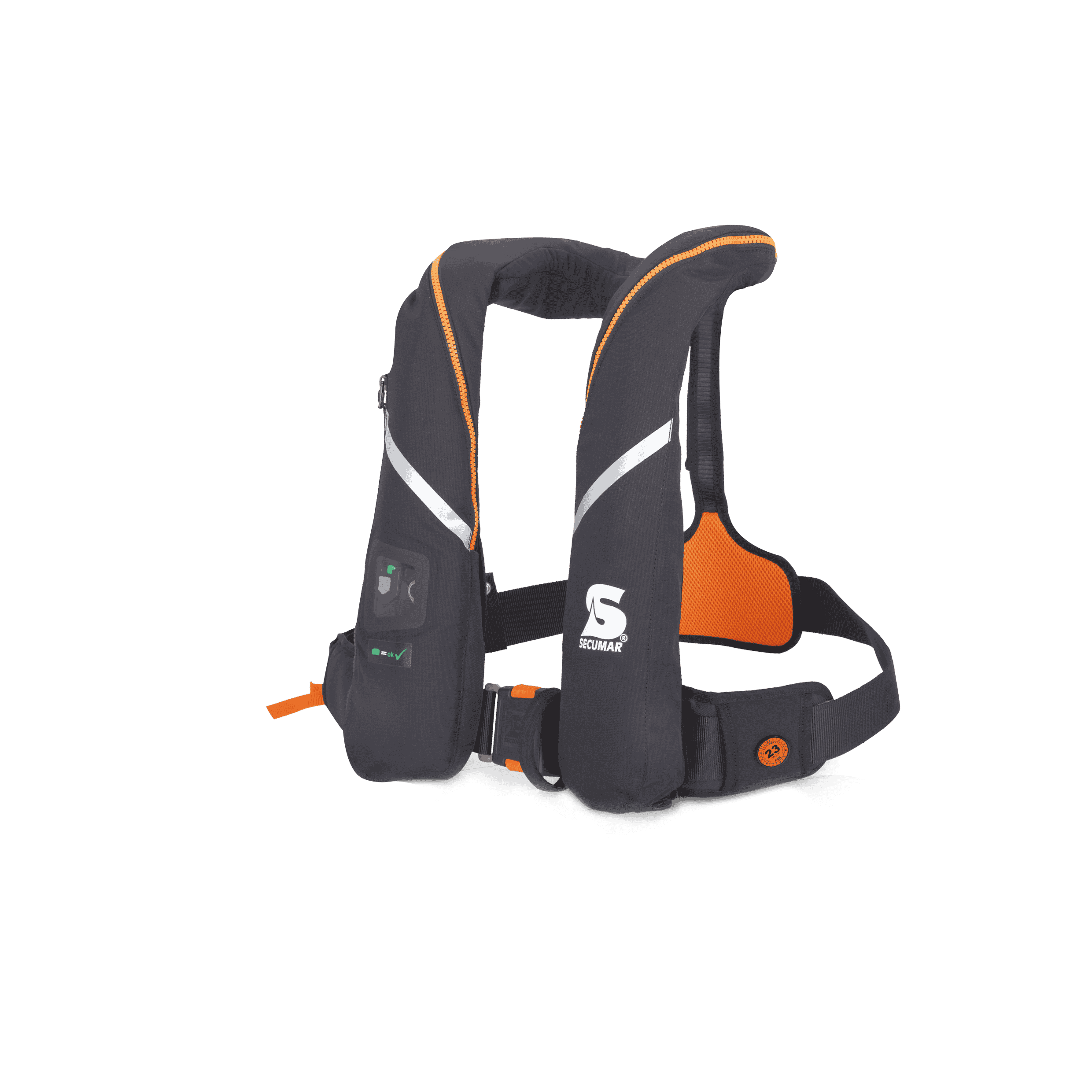 Secumar Survival 275 Rettungsweste ab 50kg, dunkelblau und schwarz, 280N, Reflexstreifen und harness
