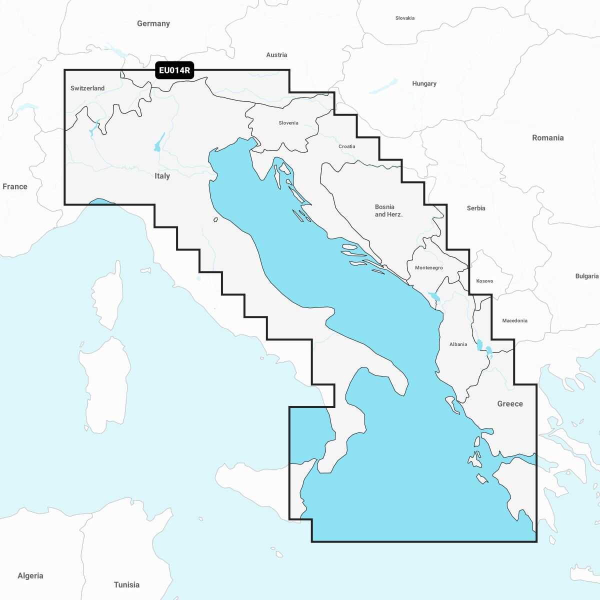 Navionics+ EU014R elektronische Seekarte für Italien und die Adria – kompatibel mit GPS-Plottern