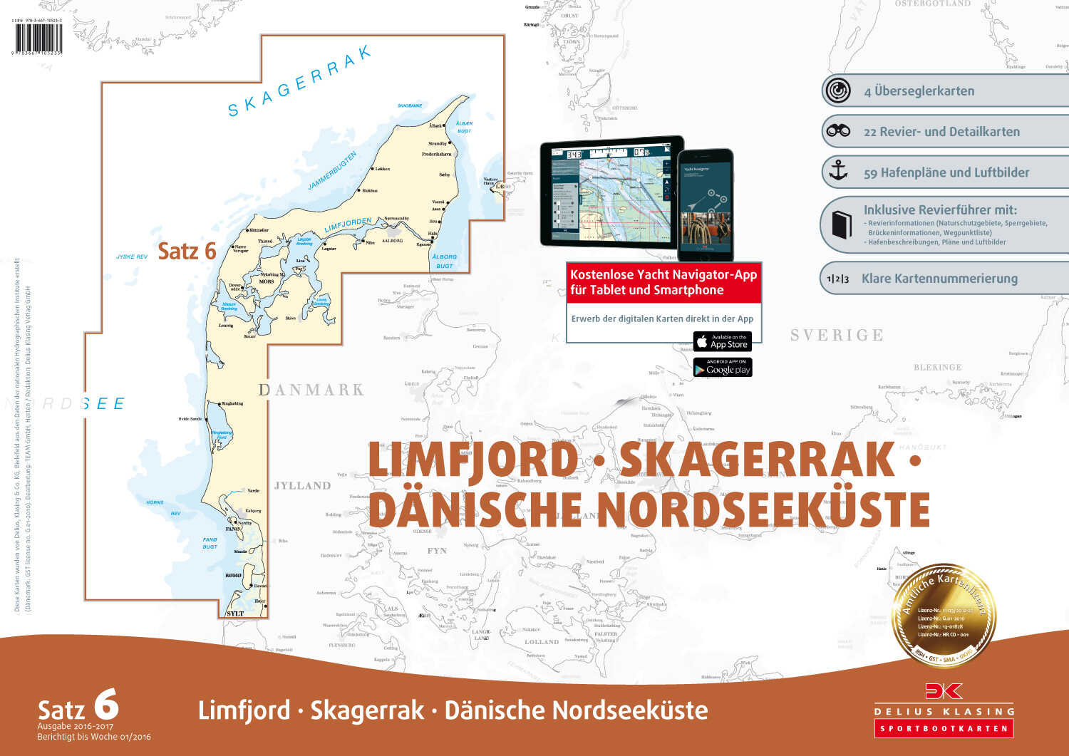 Delius Klasing Sportbootkarten Satz 6: Limfjord - Skagerrak - Dänische Nordseeküste