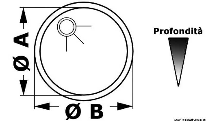 Osculati verschiedene runde Spülbecken aus hochglanzpoliertem VA-Stahl