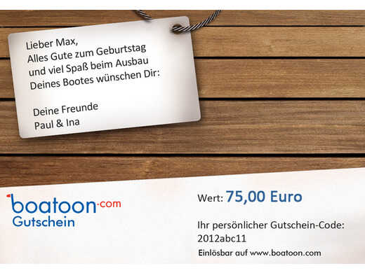 boatoon.com Geschenkgutschein zum Selberdrucken