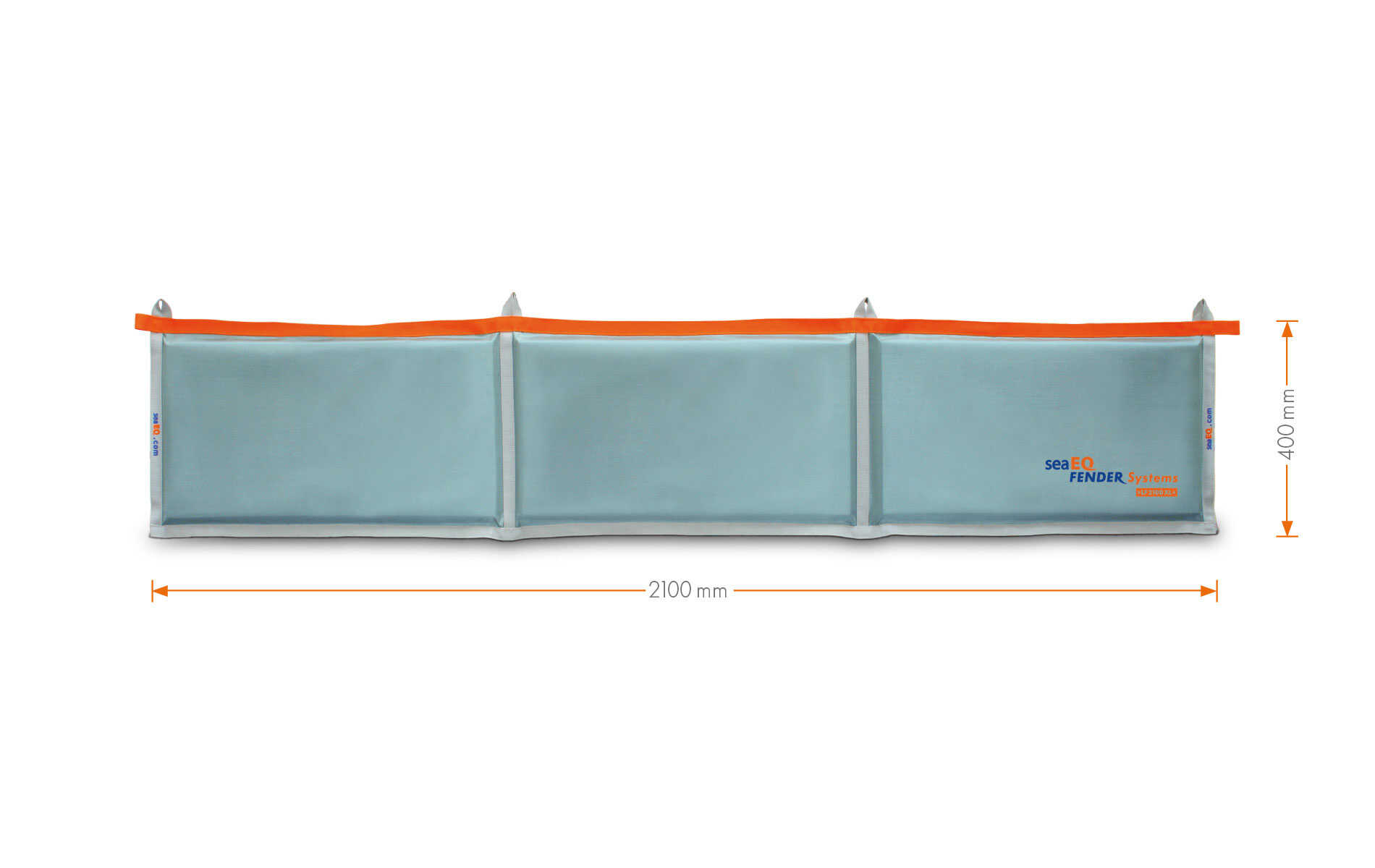seaEQ Langfender LF 2100 – Durchgehender Bootsfender, 2100 × 400 × 30 mm, grau