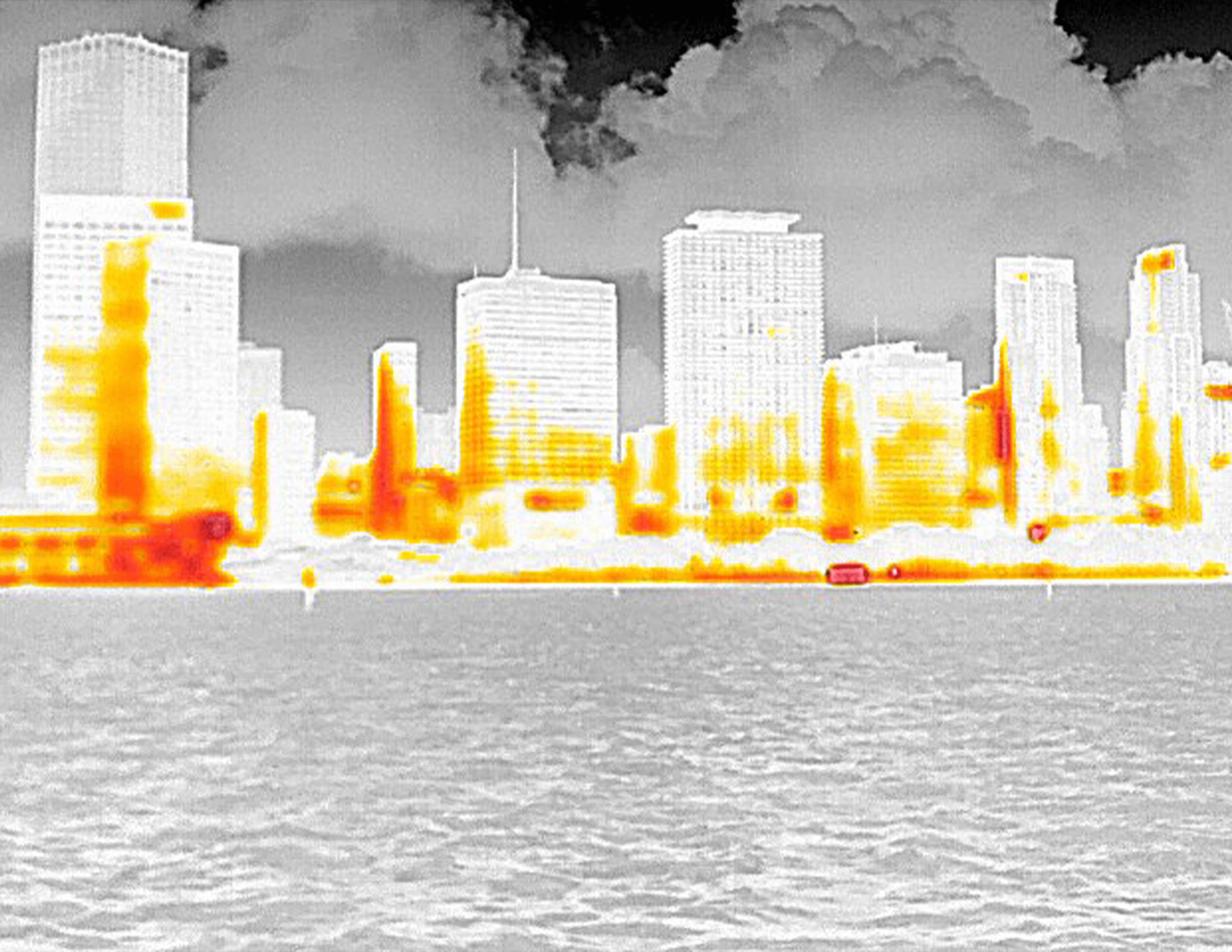 Wärmebilddarstellung der FLIR Ocean Scout Pro im Farbmodus mit kontrastreicher Anzeige von Temperaturunterschieden