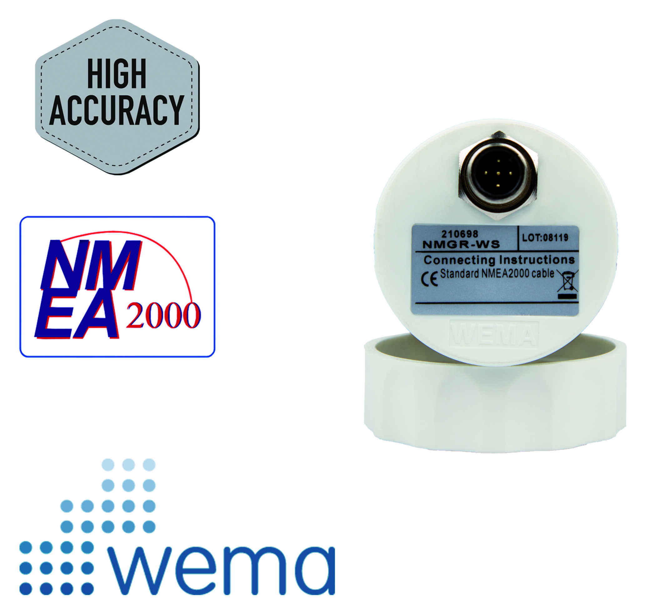 Wema NMEA2000 Anzeige Wassertemperatur Silber-Serie