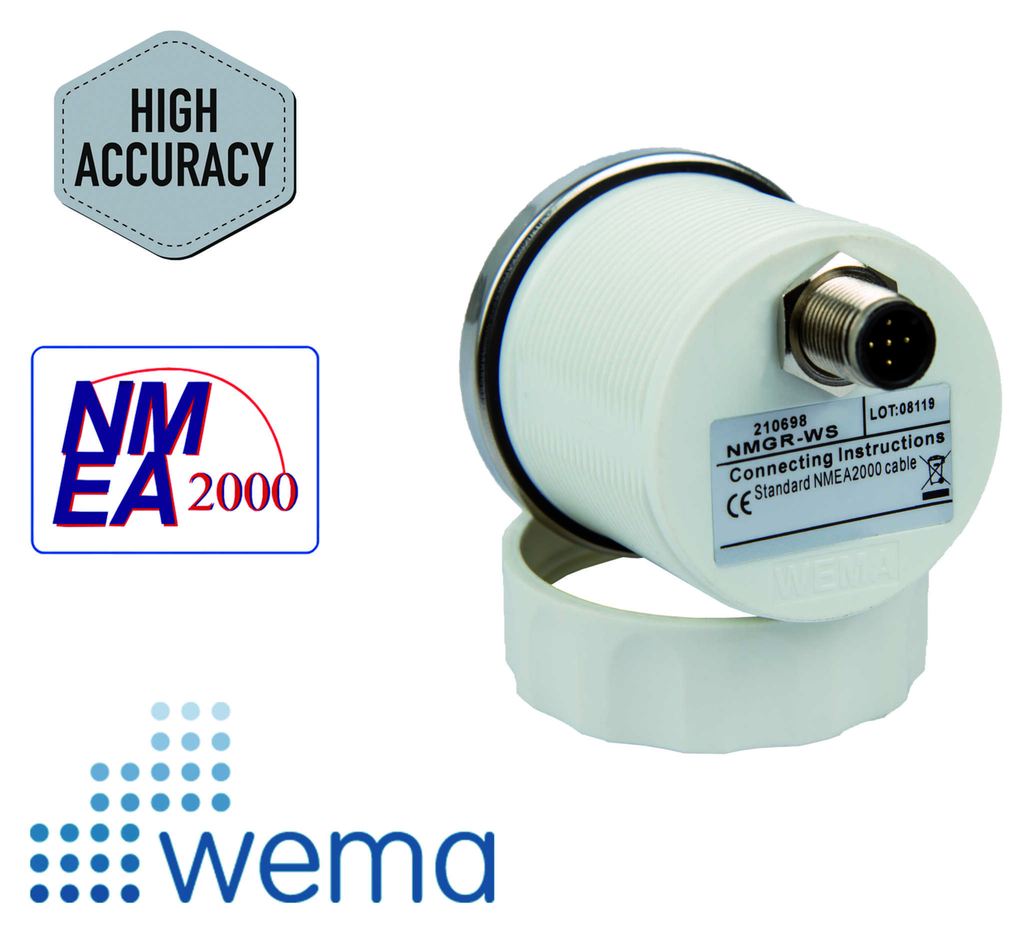 Wema NMEA2000 Anzeige Wassertemperatur Silber-Serie 