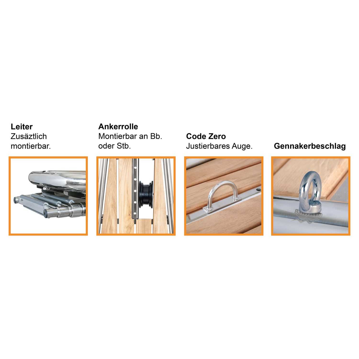 Batsystem Bugplattform Performance PB1050 mit Teak und Ankerrolle
