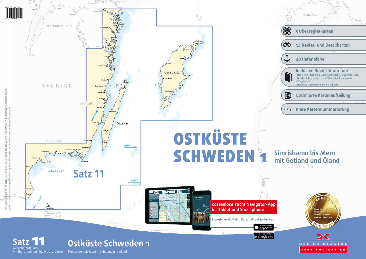 Delius Klasing Sportbootkarten Satz 11: Ostküste Schweden 1