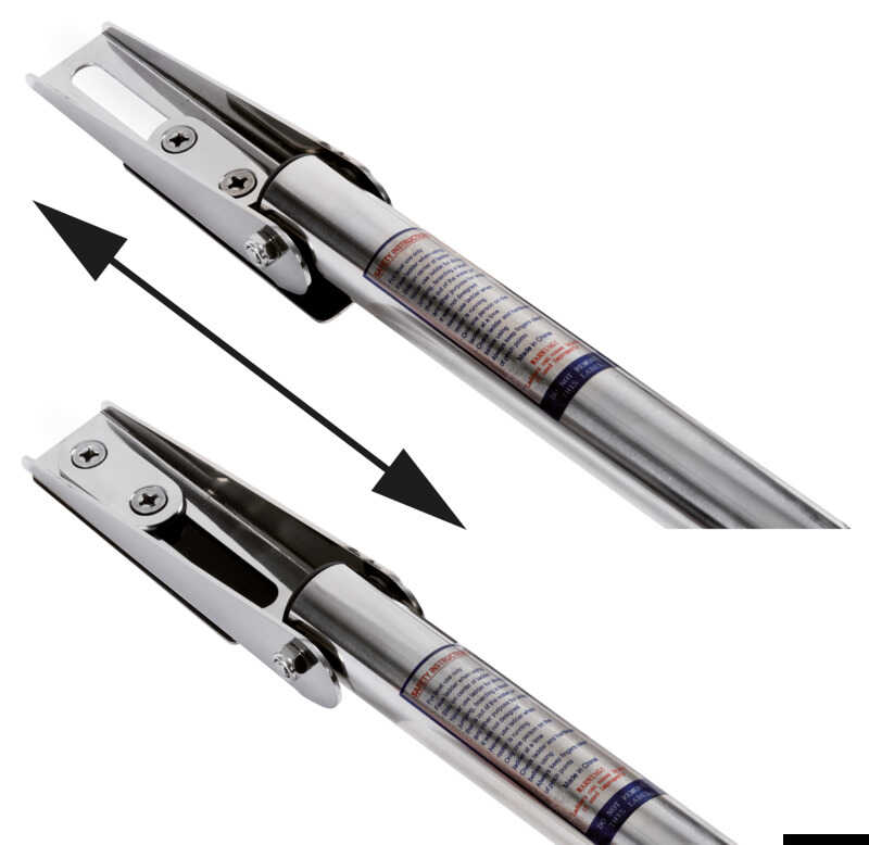 Nahaufnahme der Slide-out Schiebesysteme der Edelstahl Teleskopleiter BIG