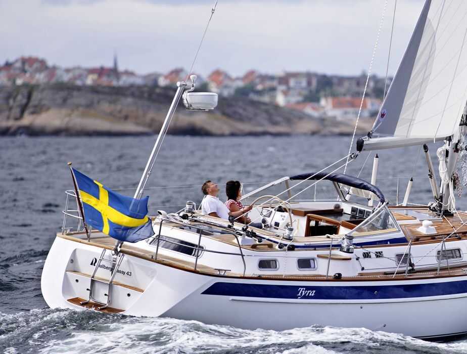 Montagebeispiel der Scanstrut Radarhalterung LMb-F1 an einem Segelboot Achterstag