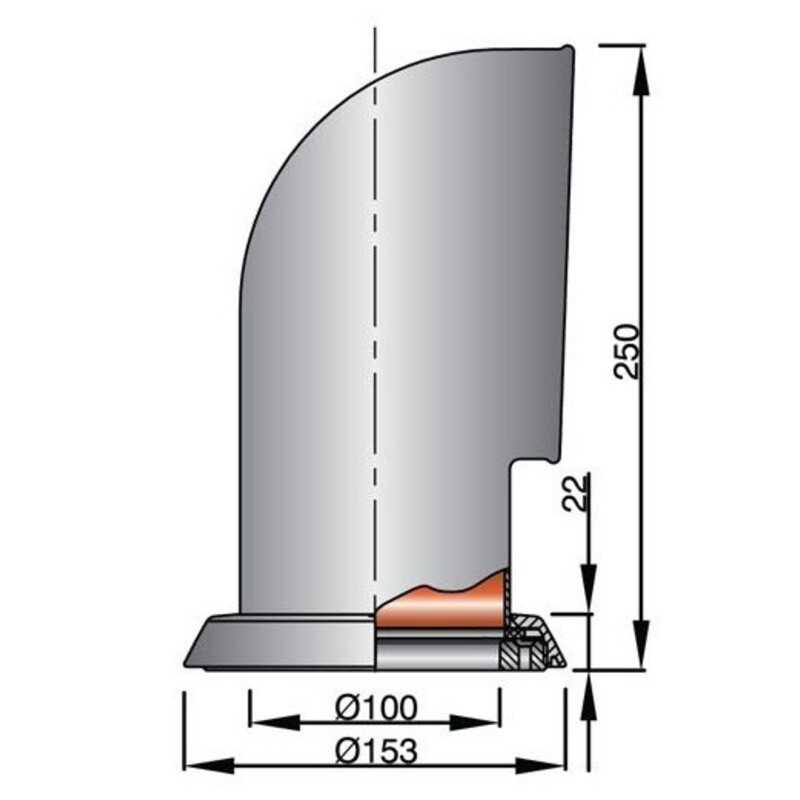 Vetus Windhutze TOM316WR Edelstahl, innen weiß
