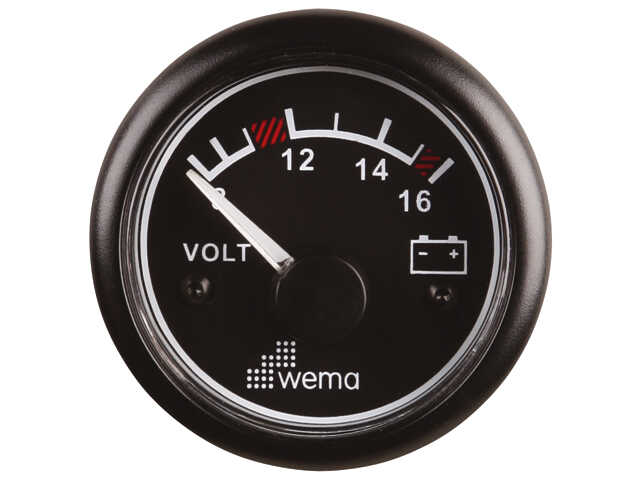 Wema Voltmeter, schwarz, 12V