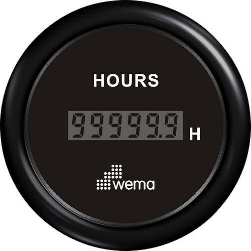 Wema Betriebsstundenzähler Ø 62 mm, IP67, Schwarz