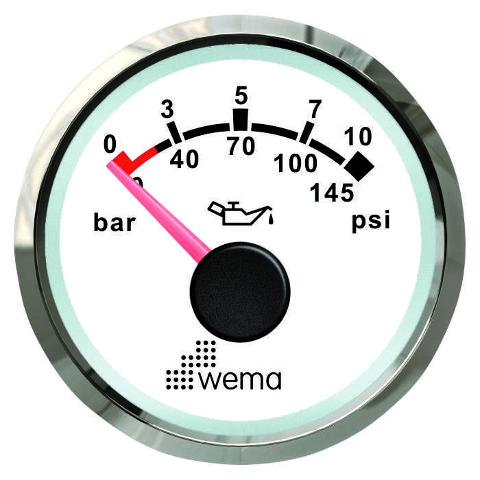 Wema NMEA2000 Anzeige Öldruck 10bar Silber-Serie 