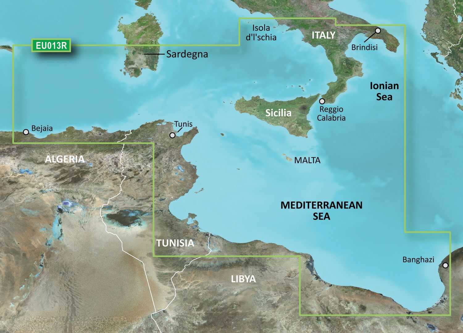 Garmin BlueChart g3 EU013R – Seekarte EU013R Italien Südwest und Tunesien