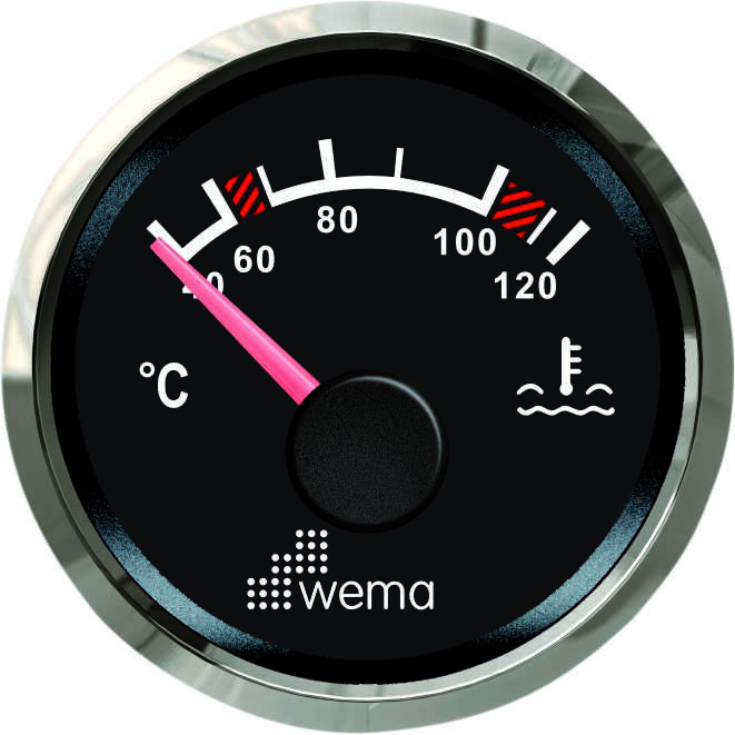 Wema NMEA2000 Anzeige Wassertemperatur Silber-Serie 