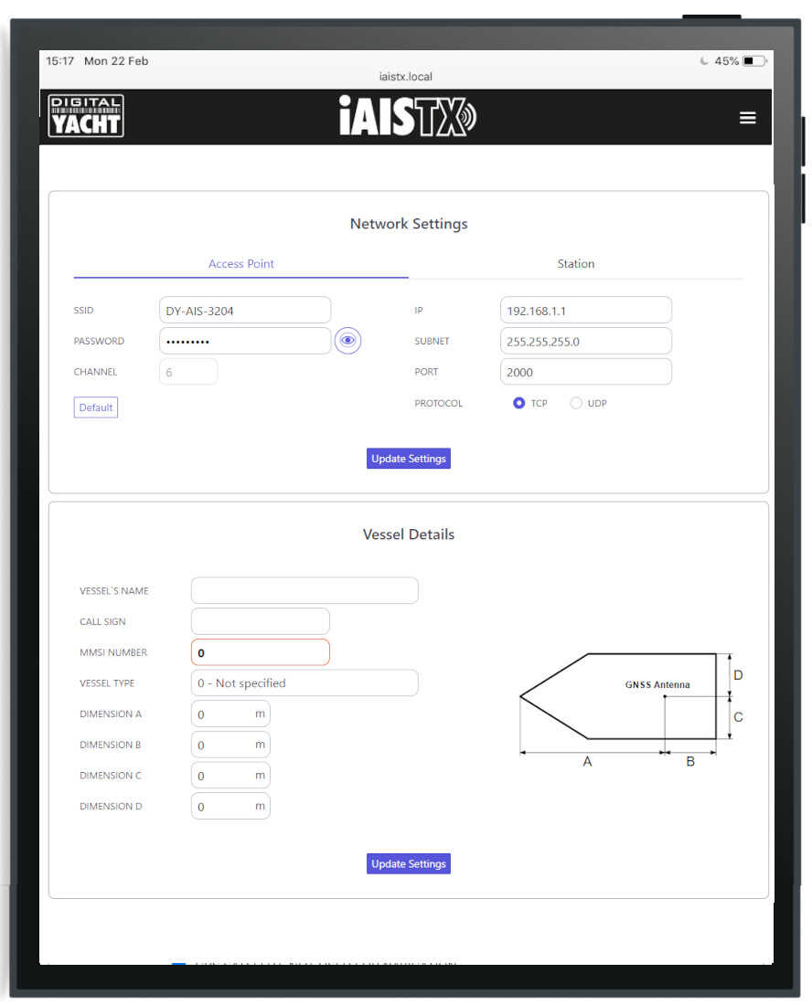 Digital Yacht iAISTX Klasse B AIS-Transponder