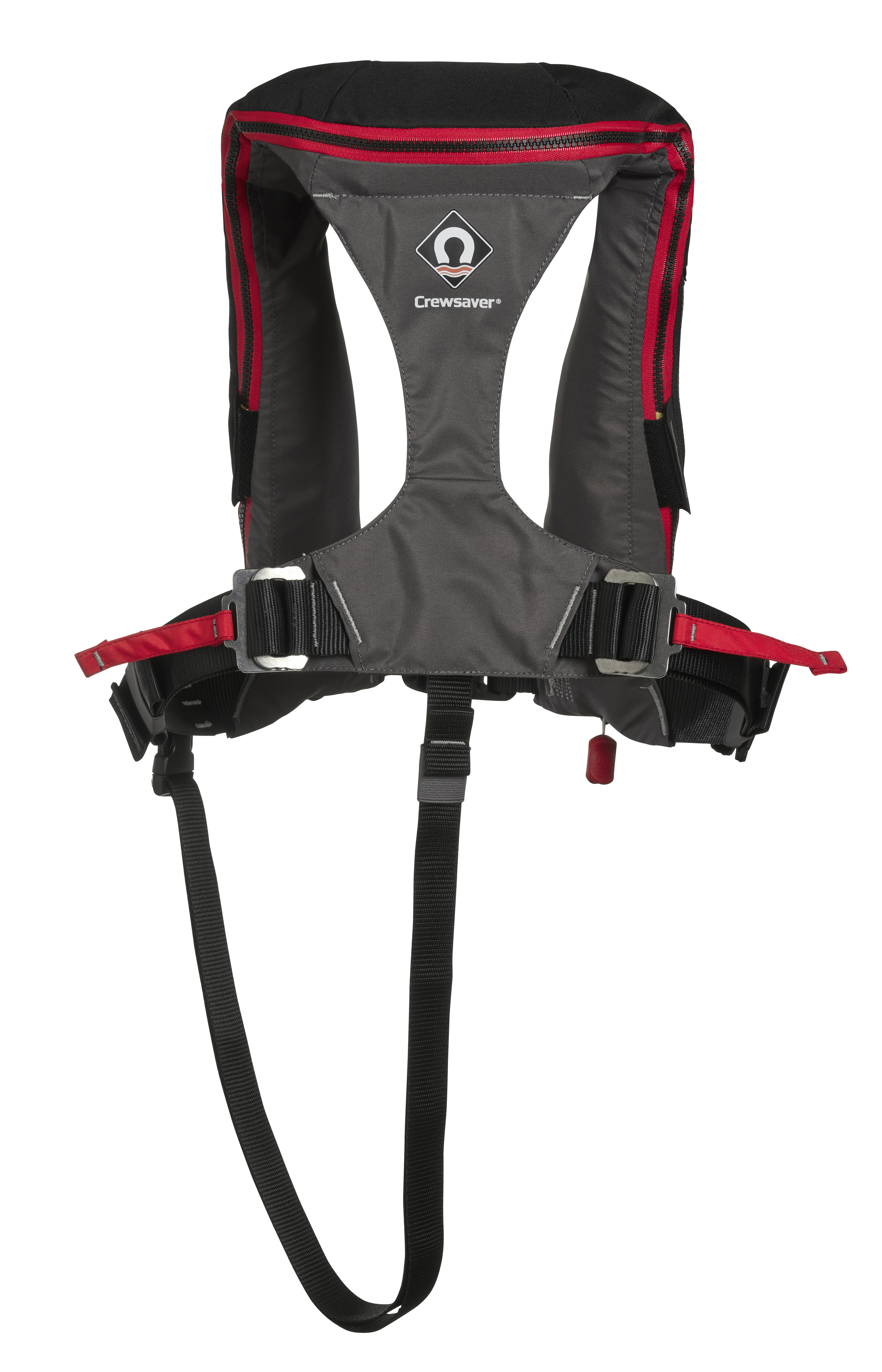 Automatische Rettungsweste Crewsaver Crewfit 180N ISO in Schwarz und Rot, ausgestattet mit Notlicht und Harness