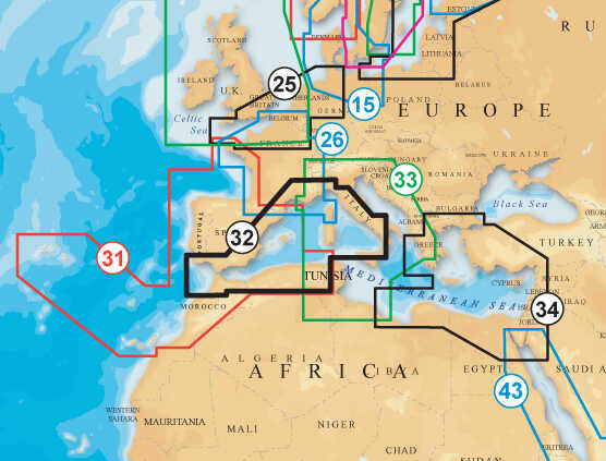 Navionics Platinum+ XL3 32P+ elektronische Seekarte Mediterranean West
