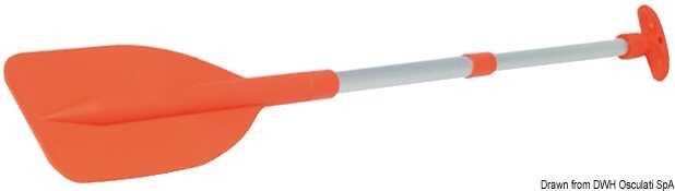 Mini Teleskop-Paddel für Notfälle, Orange, 53,5cm bis 106cm, verlängert