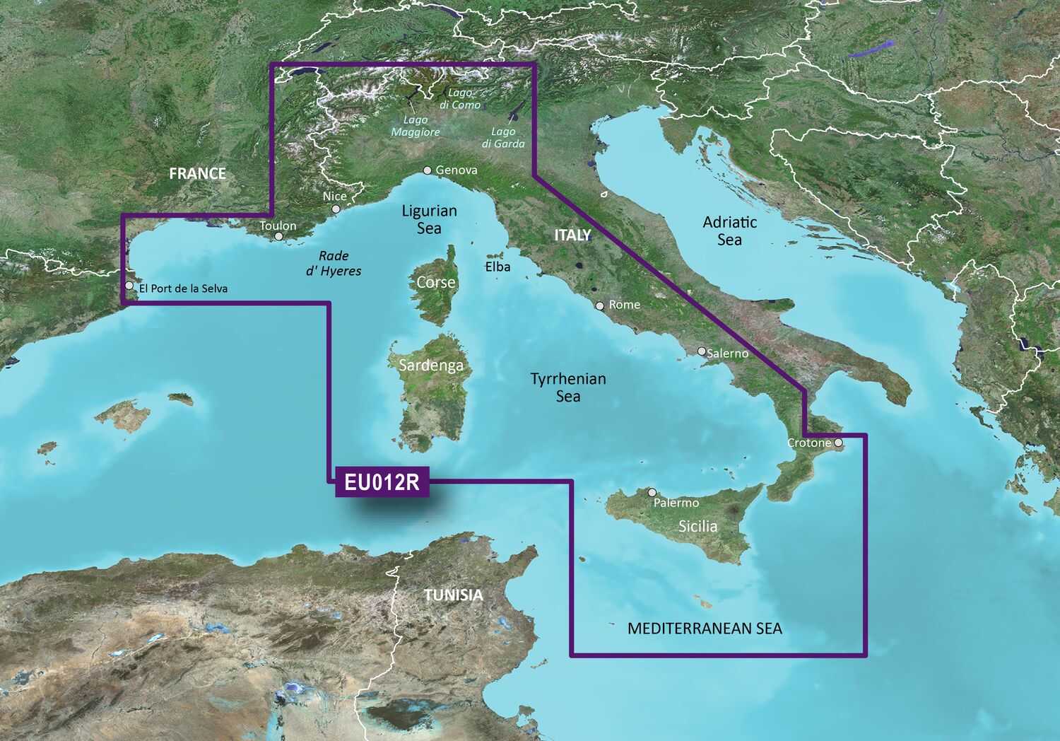 Garmin BlueChart g3 HXEU012R – Seekarte Mittelmeer, Zentral-West