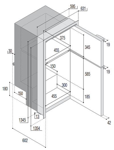 Vitrifrigo Airlock Kühl-Gefrierkombination DP2600i black Door outside