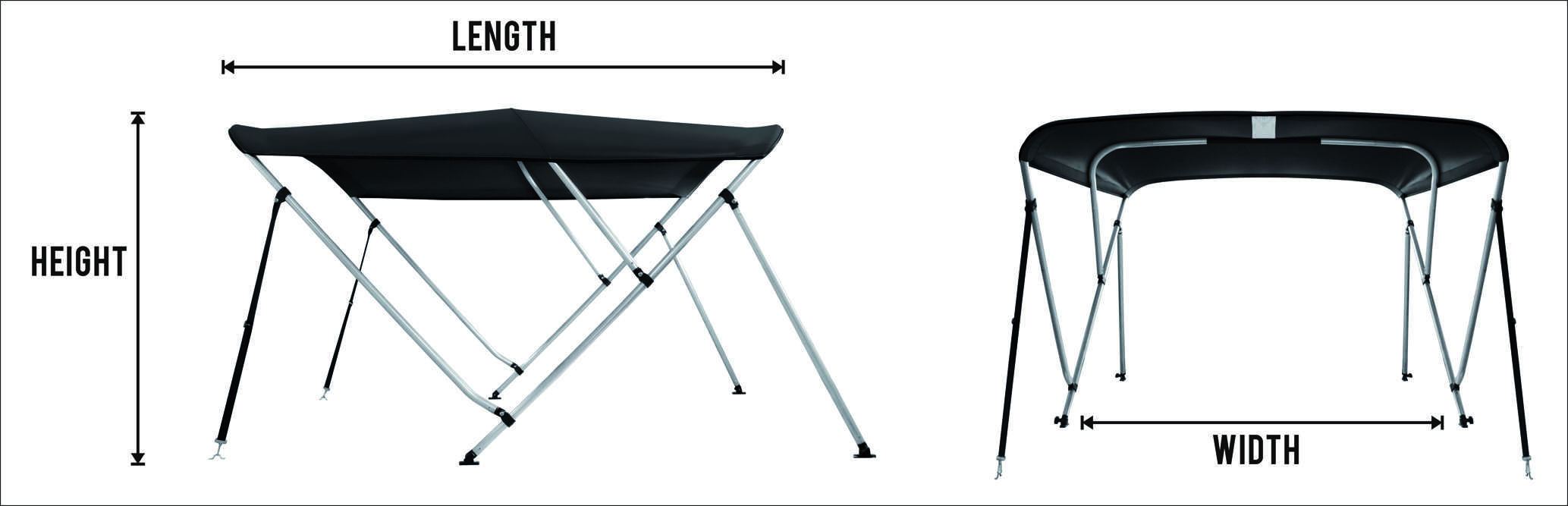 Stabiles Talamex Bimini Top Deluxe 3-Arm in Schwarz – Sonnensegel für Motorboote & Yachten