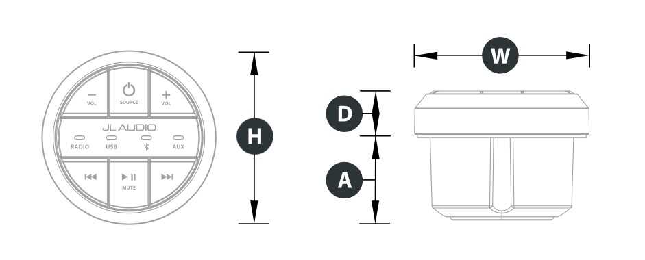 JL Audio Marine MMR-20-BE Kabelgebundene Bedienungseinheit für MM100 & MM50