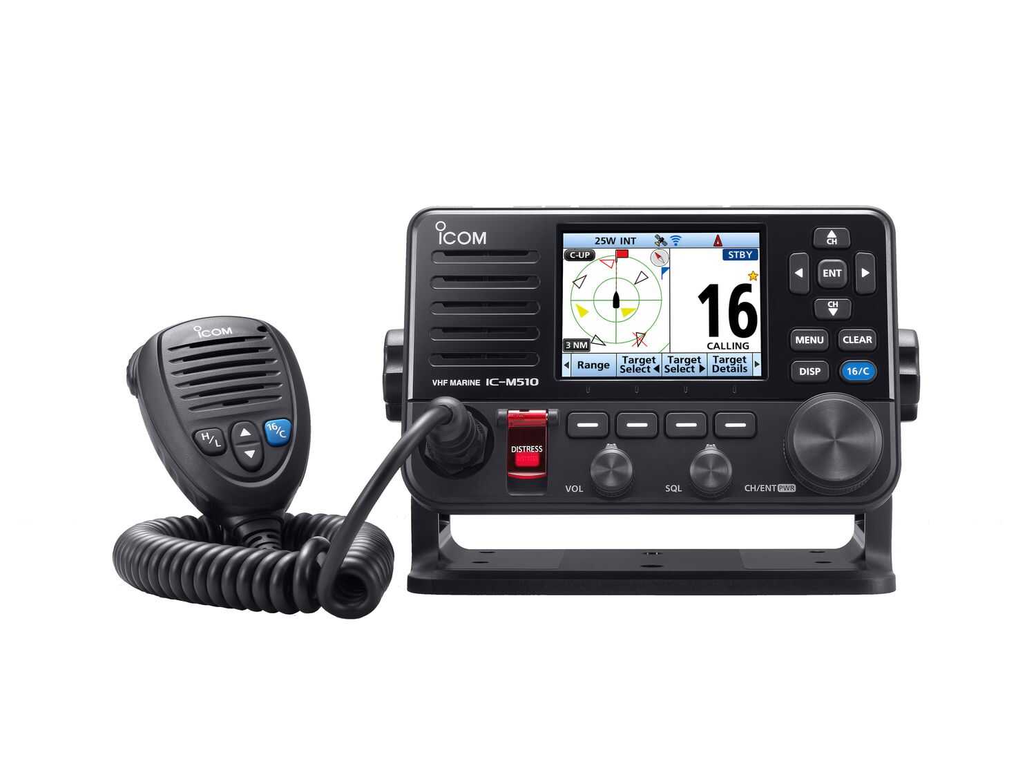 ICOM M510E EVO UKW-Seefunkgerät mit integriertem GNSS-Empfänger, NMEA2000-Anschluss und WLAN-Steuerung – modernes Marinefunkgerät für Boote und Yachten