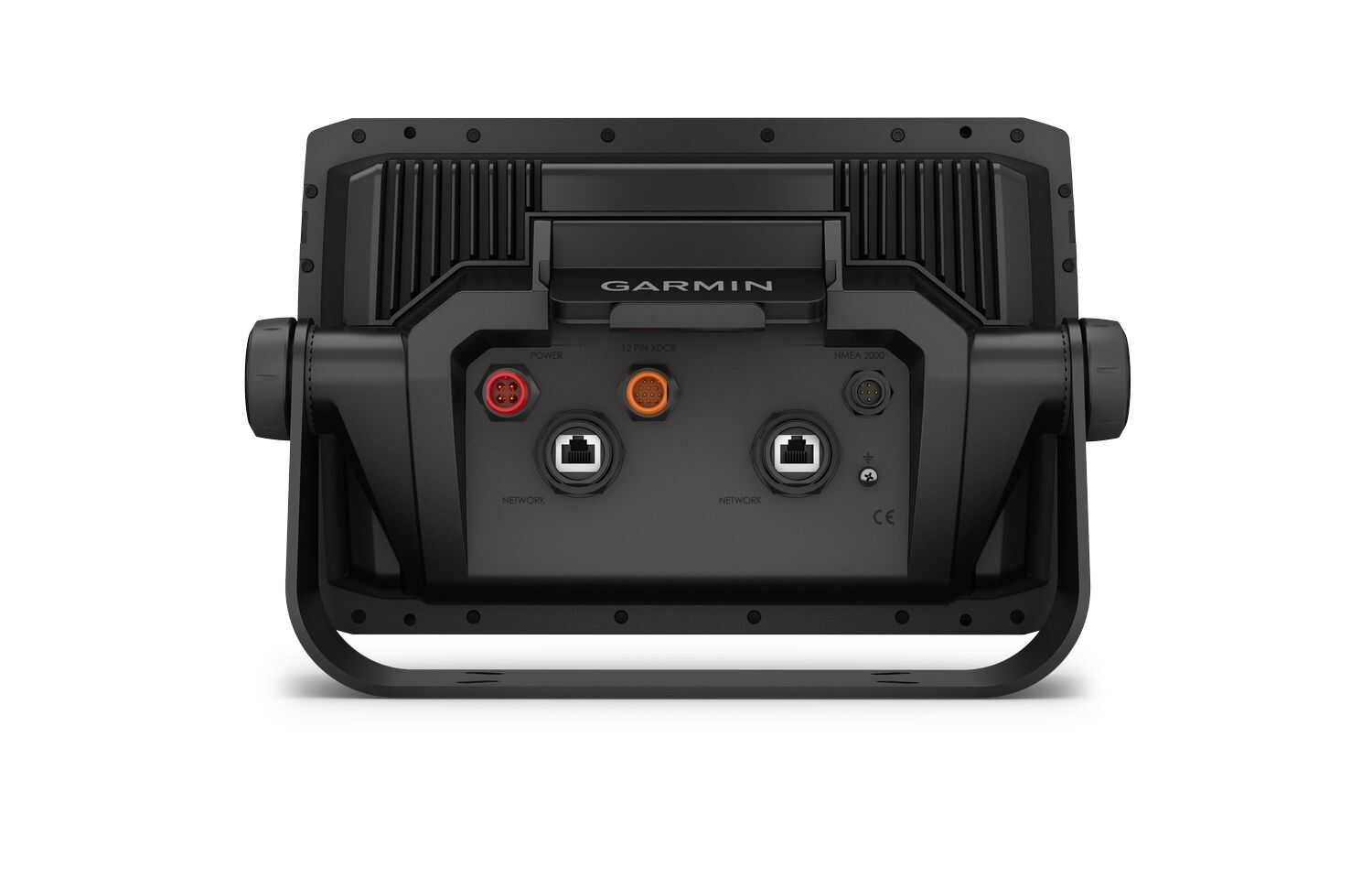 Rückansicht Garmin ECHOMAP Ultra 2 102sv Kartenplotter mit NMEA 2000, Ethernet und Stromanschluss